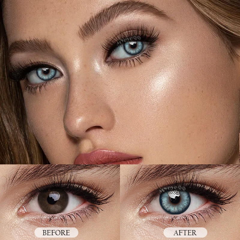 MYEYEBB farbige Kontaktlinsen mit schimmerndem Blau und Sehstärke - image 4