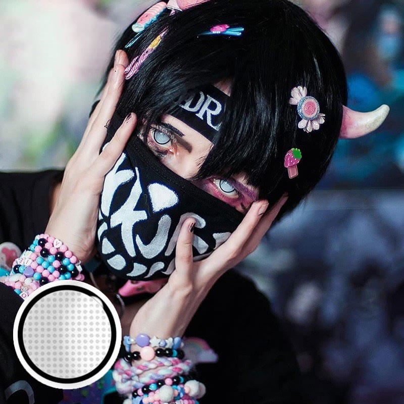 MYEYEBB Blind White Manson Mesh Prescription Cosplay Farbige Kontaktlinsen mit Sehstärke - image 9