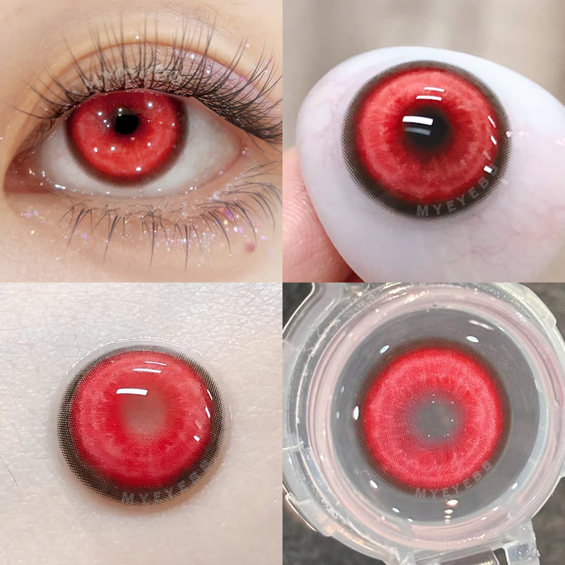 MYEYEBB Cyber Red Cosplay Farbige Kontaktlinsen mit Sehstärke - image 2
