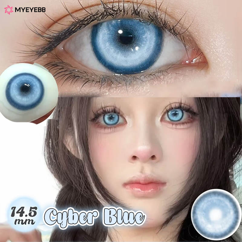MYEYEBB Cyber Blue Cosplay Farbige Kontaktlinsen mit Sehstärke - image 3