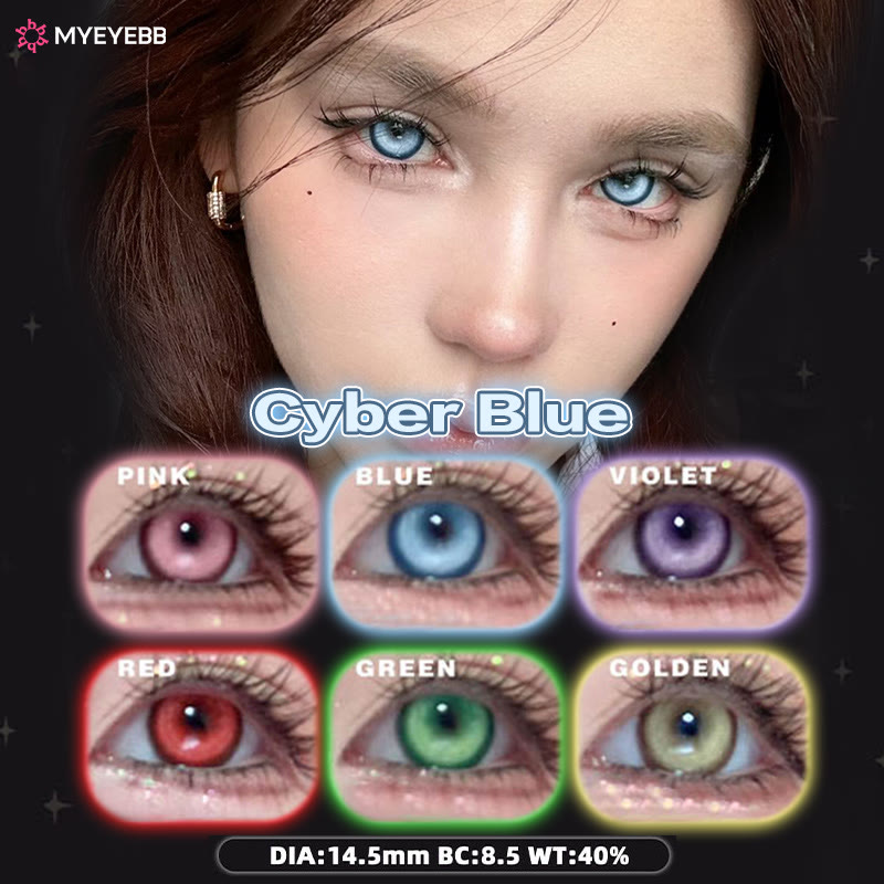 MYEYEBB Cyber Blue Cosplay Farbige Kontaktlinsen mit Sehstärke - 6 Farben (1 Tag) - 0,00 - RC01_BU - image 11