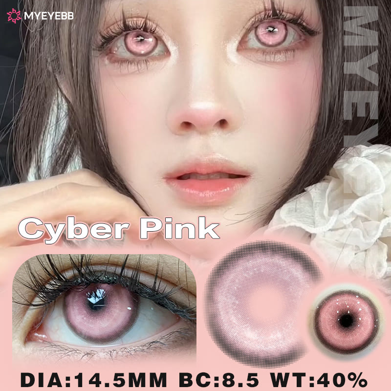 MYEYEBB Cyber Pink Cosplay Farbige Kontaktlinsen mit Sehstärke - image 3