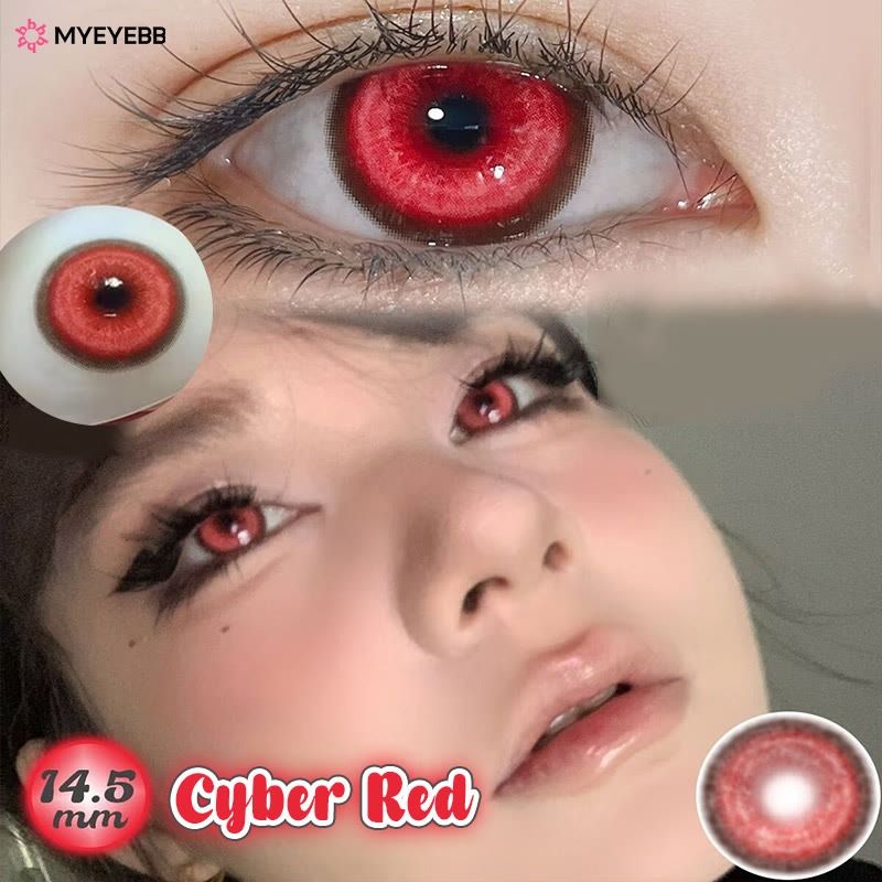 MYEYEBB Cyber Red Cosplay Farbige Kontaktlinsen mit Sehstärke - image 4