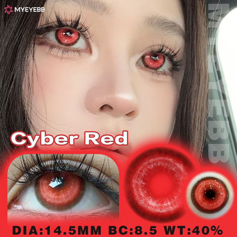 MYEYEBB Cyber Red Cosplay Farbige Kontaktlinsen mit Sehstärke - image 3