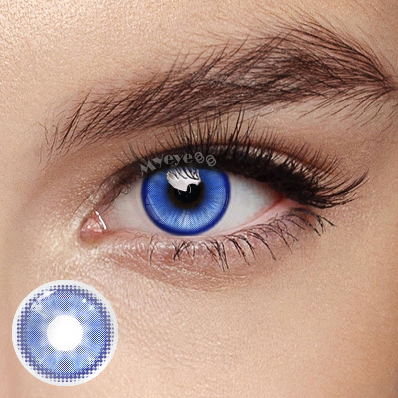 MYEYEBB Magic Coral Brilliant Blue Farbige Kontaktlinsen mit Korrekturstärke für Cosplay - Magisches Korallenrot Brillantblau - -8,00 - RY1000_BBU - image 1