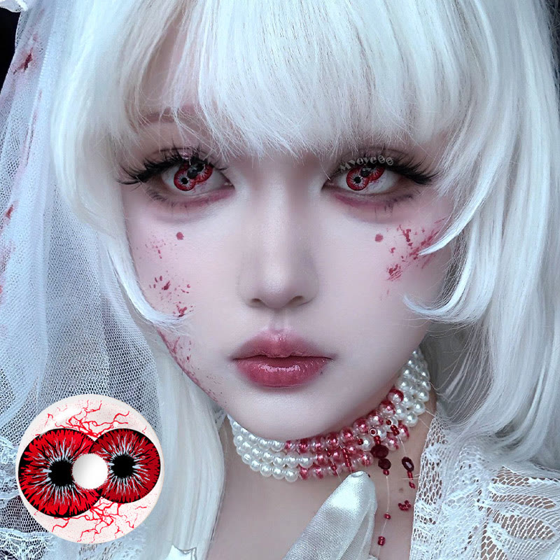 MYEYEBB Twin Hex Red Cosplay Farbige Kontaktlinsen mit Sehstärke - image 2