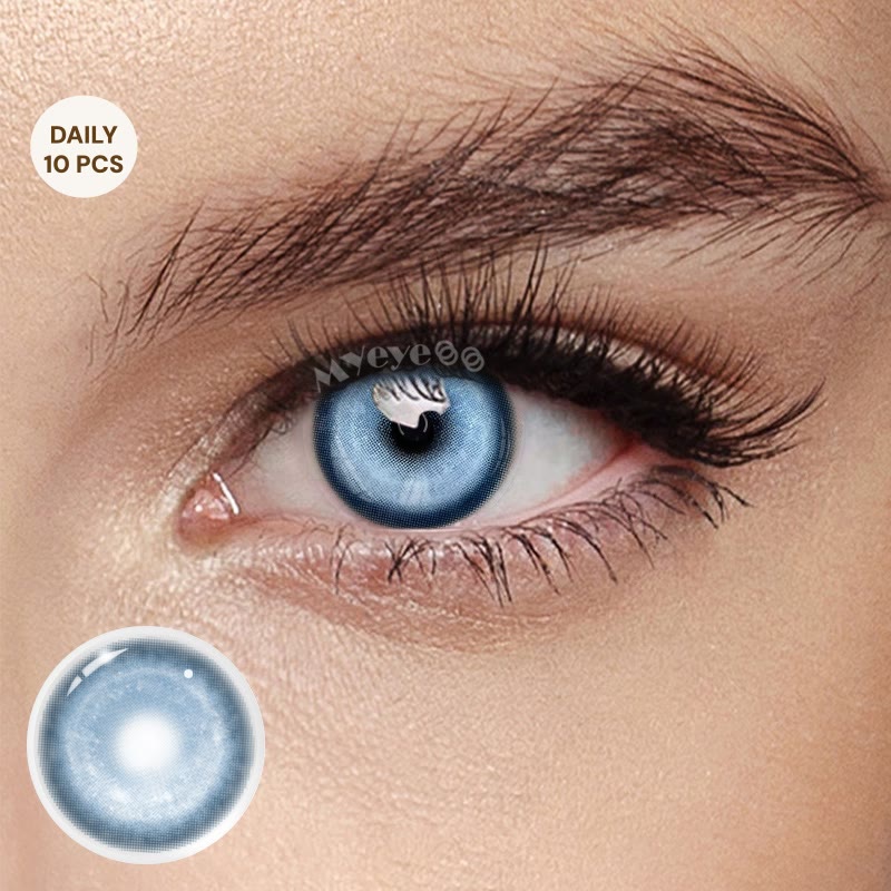 MYEYEBB Cyber ​​Blue Farbige Cosplay-Kontaktlinsen mit Sehstärke | 1 Tag - 10 Stück - Cyberblau (1 Tag - 10 Stück) - -8,00 - TD2001_BU_10 Stück - image 1