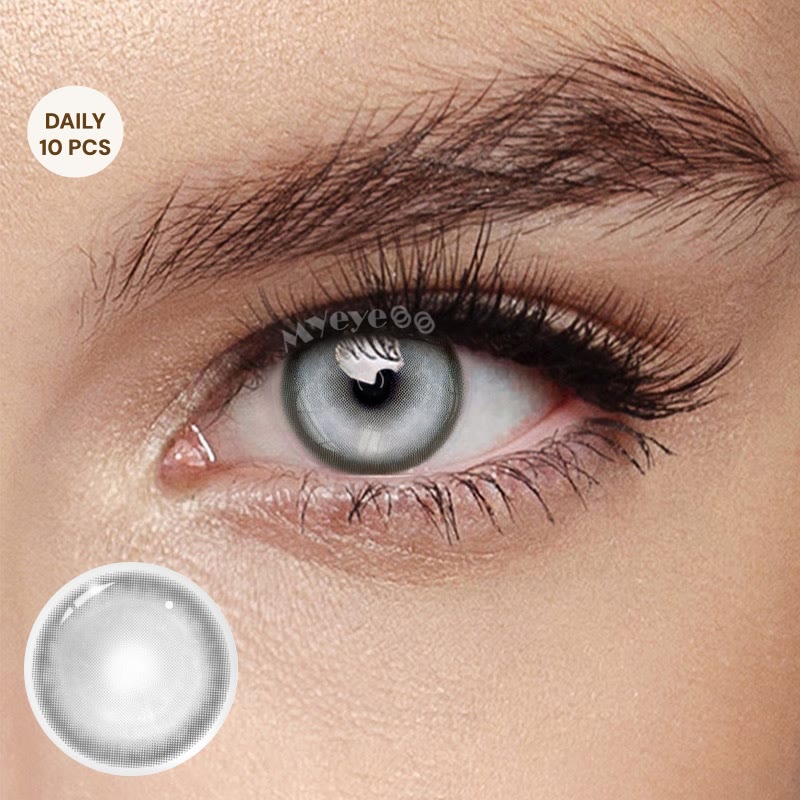 MYEYEBB Cyber ​​Grey Farbige Cosplay-Kontaktlinsen mit Sehstärke | 1 Tag - 10 Stück - Cyber ​​Grey (1 Tag - 10 Stück) - -8,00 - TD2001_GY_10 Stück - image 1