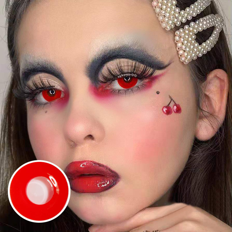 MYEYEBB Vampire Red Block Cosplay Farbige Kontaktlinsen mit Sehstärke - image 3