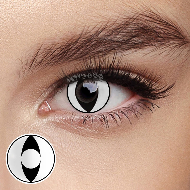 MYEYEBB White Cat Eye Prescription Cosplay Farbige Kontaktlinsen mit Stärke - image 3