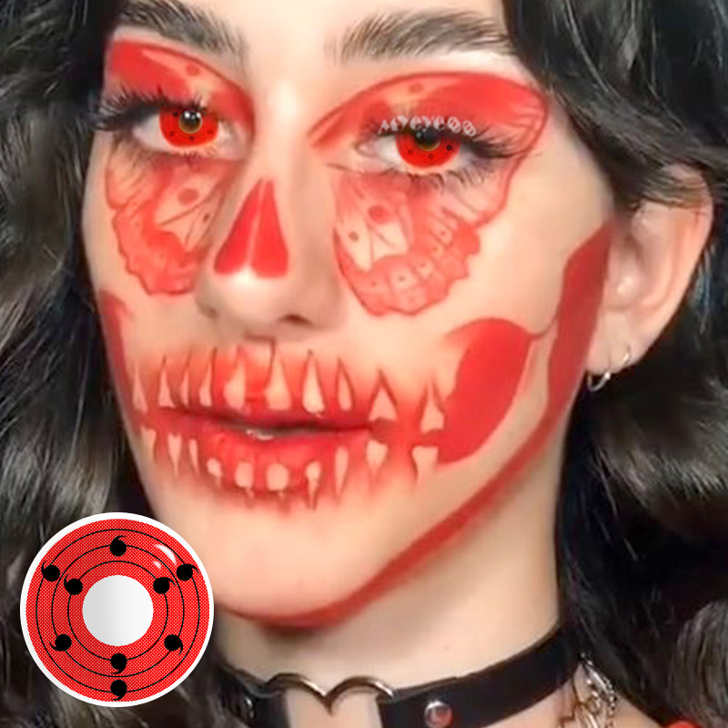 MYEYEBB Rinne Sharingan Red Prescription Cosplay Farbige Kontaktlinsen mit Sehstärke - image 2