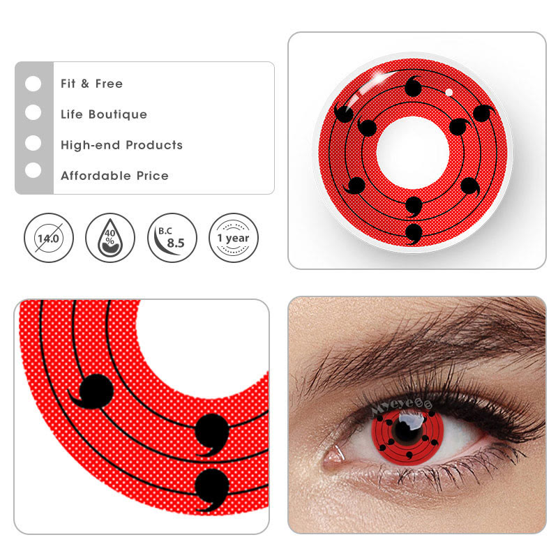 MYEYEBB Rinne Sharingan Red Prescription Cosplay Farbige Kontaktlinsen mit Sehstärke - image 7