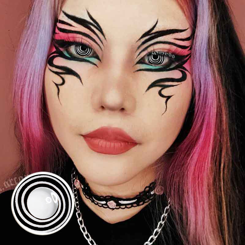 MYEYEBB Schwarz-Weiß Spirale Cosplay Farbige Kontaktlinsen mit Sehstärke - image 11