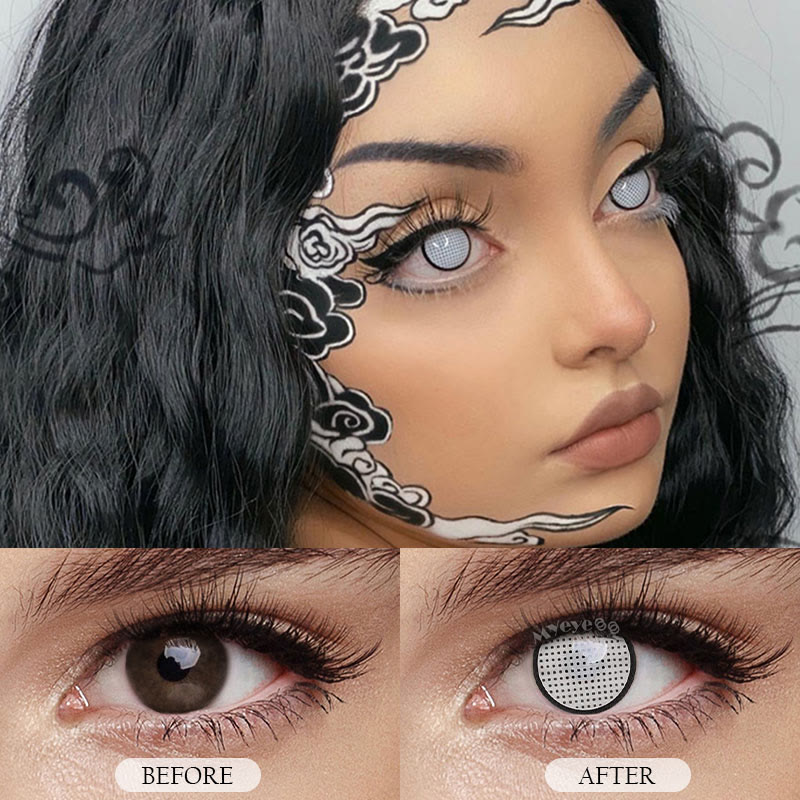 MYEYEBB Blind White Manson Mesh Prescription Cosplay Farbige Kontaktlinsen mit Sehstärke - image 13