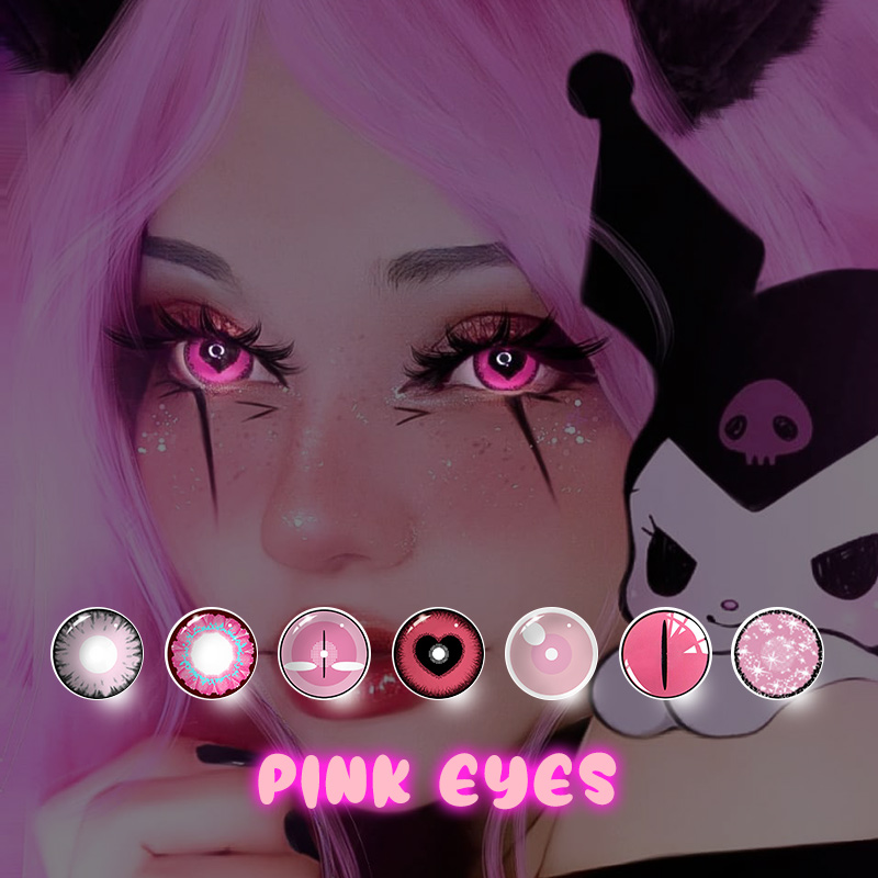 MYEYEBB Blinde Anime Yandere Pink Verschreibungspflichtige Cosplay Farbige Kontaktlinsen - image 1