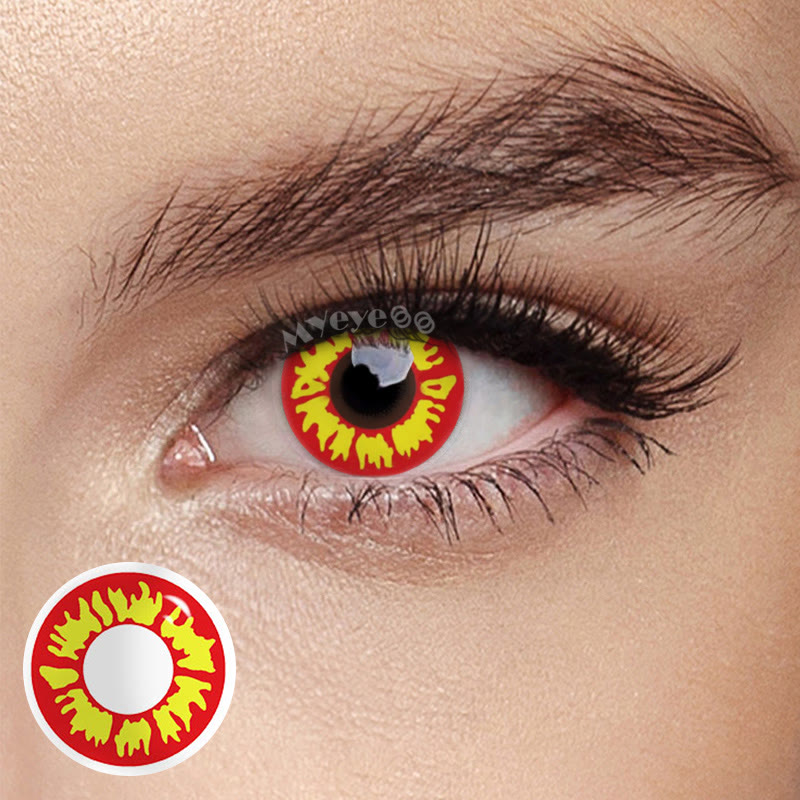 MYEYEBB Flame Prescription Cosplay - Farbige Kontaktlinsen mit Sehstärke - Flame - -8,00 - RY56 - image 1