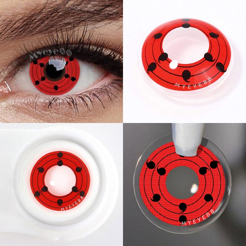 MYEYEBB Rinne Sharingan Red Prescription Cosplay Farbige Kontaktlinsen mit Sehstärke - image 5