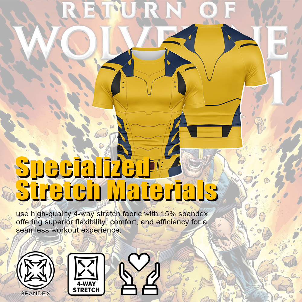Deadpool 3 Classic Wolverine Short Sleeve Compression Shirt