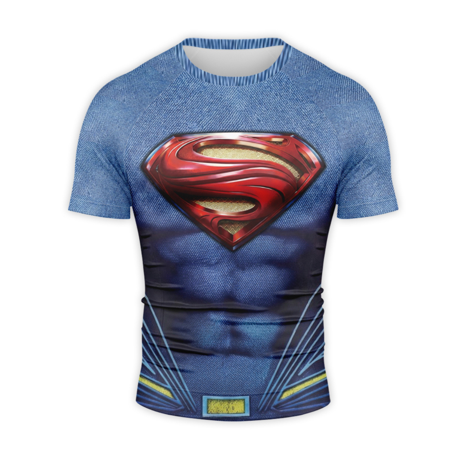 Super Hero Heroic Blue Color Short Sleeve Compression Shirt