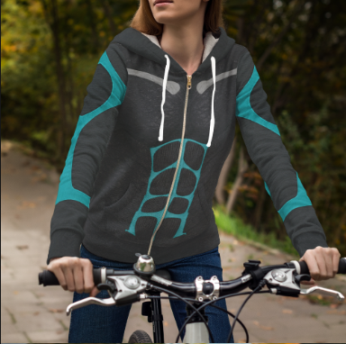Black Teal Bio Armor Skeleton Hoodie