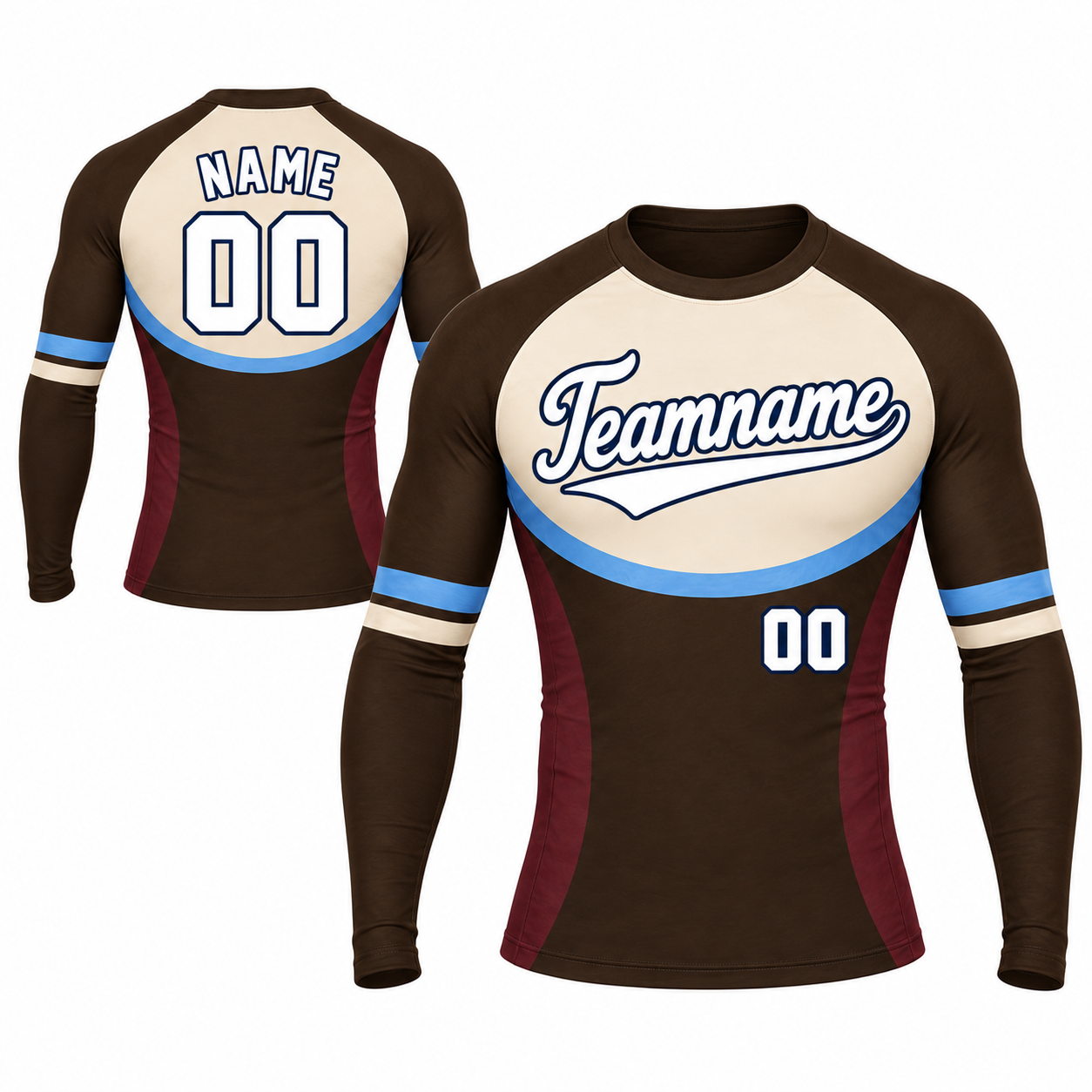 Horizontal Arch Brown Customizable Long Sleeve Compression Shirt