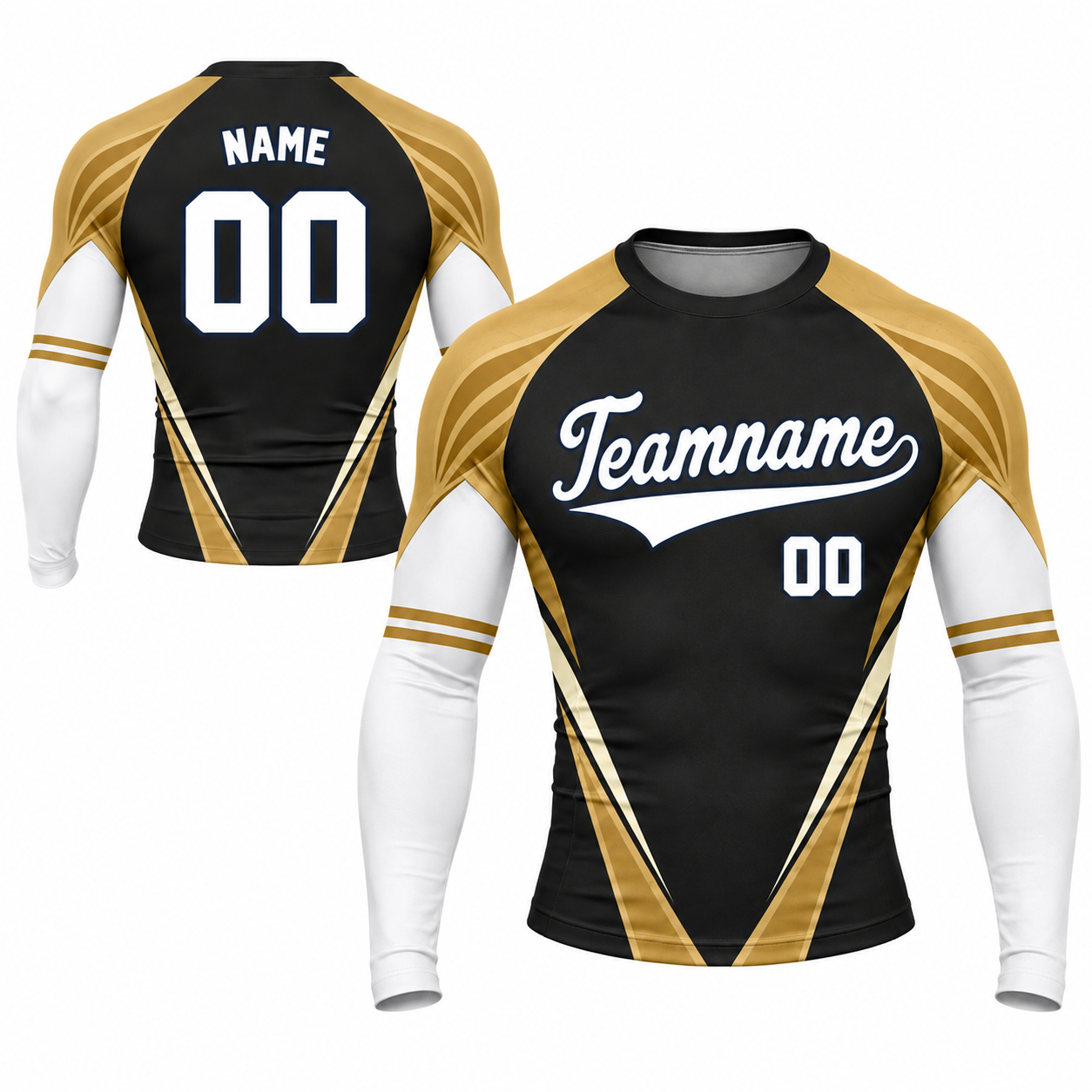 Wing Chevron Black Customizable Long Sleeve Compression Shirt