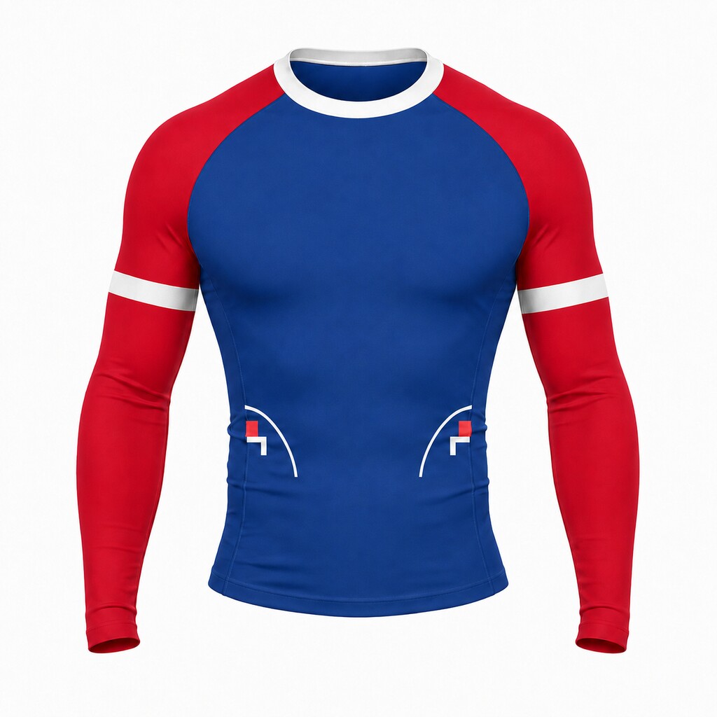 Pearl Outfield Portal Blue Customizable Long Sleeve Compression Shirt front customization preview