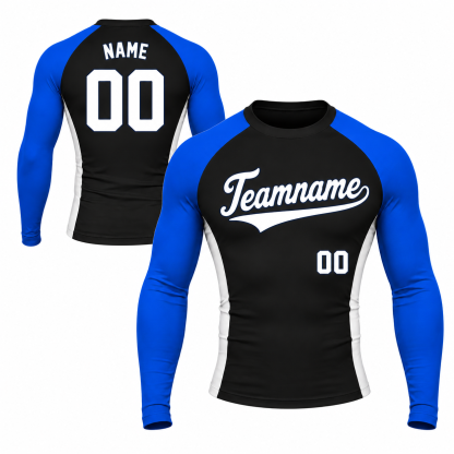 Shoulder Block Black Customizable Long Sleeve Compression Shirt