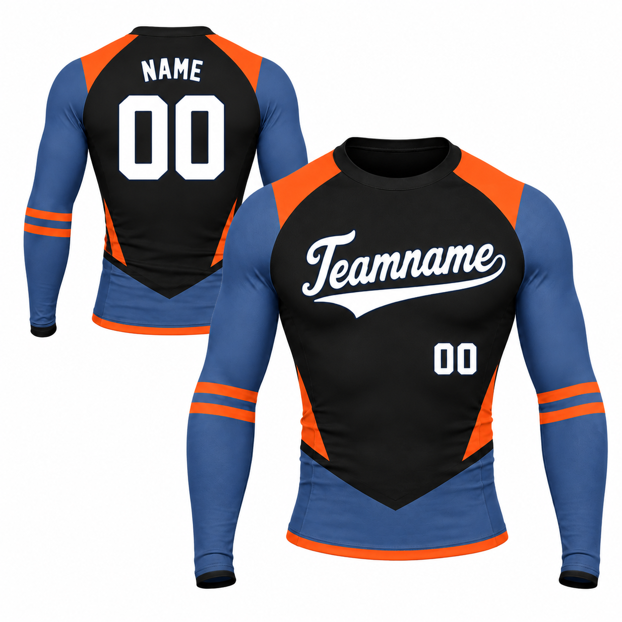 Shoulder Chevron Black Customizable Long Sleeve Compression Shirt