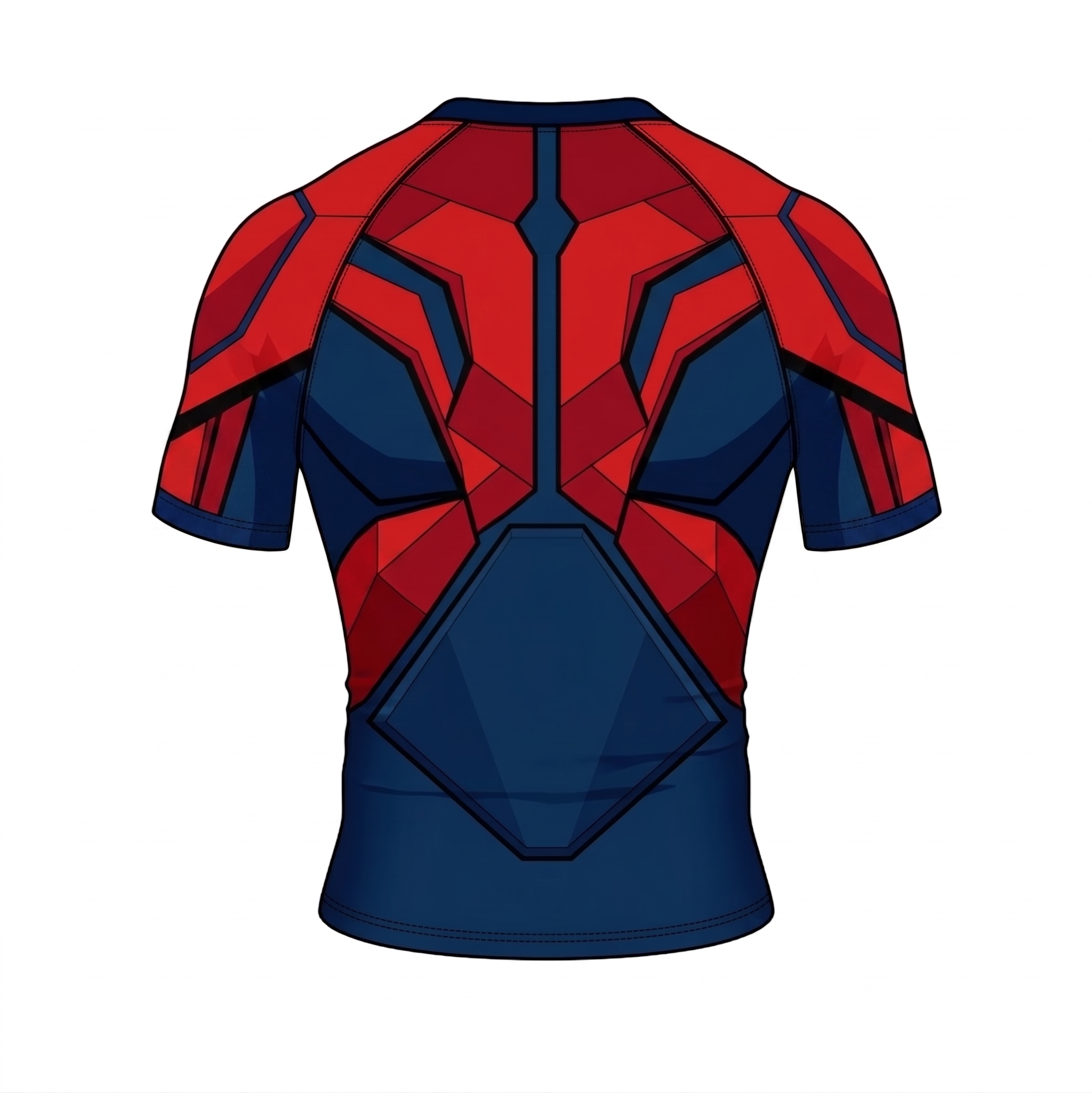 Peter Parker Spiderman Superhero Web Weaver Spider Webs Red Blue Short Sleeve Compression Shirt