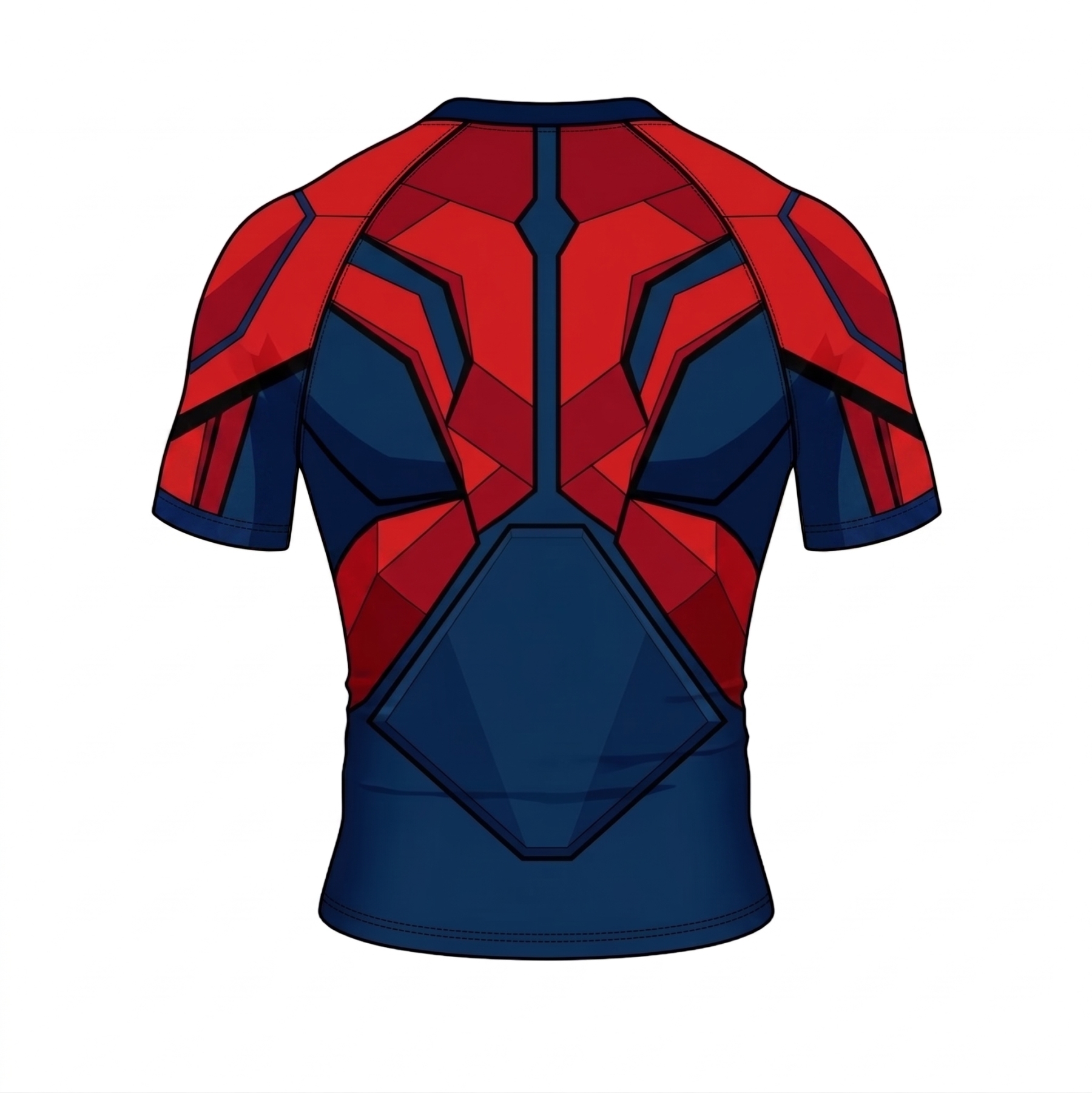 Peter Parker Spiderman Superhero Web Weaver Spider Webs Red Blue Short Sleeve Compression Shirt