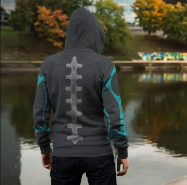 Black Teal Bio Armor Skeleton Hoodie