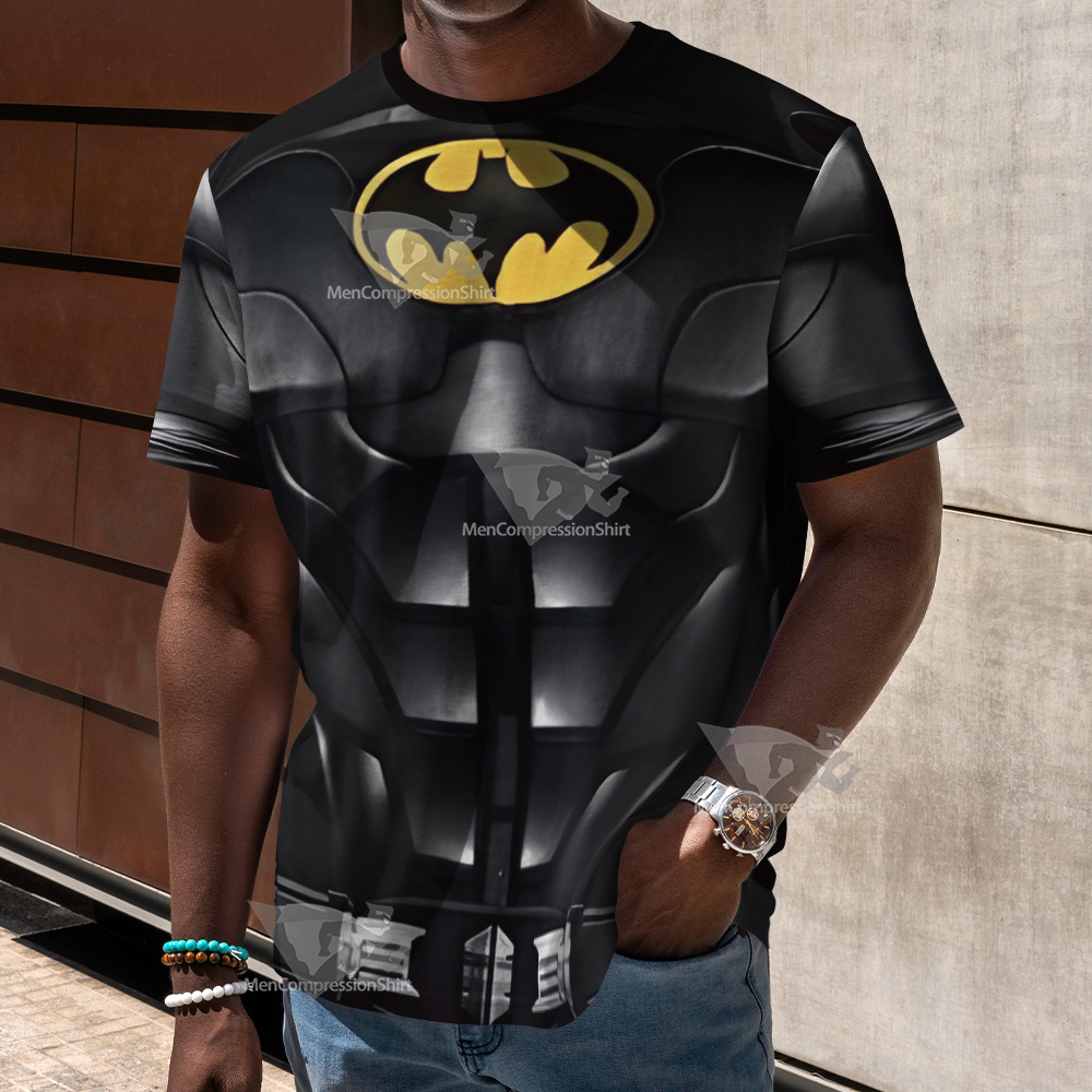  × Batman コラボ コンプレッションTシャツ Mサイズ 2023 The Flash Batman Michael Keaton Cosplay T-Shirt