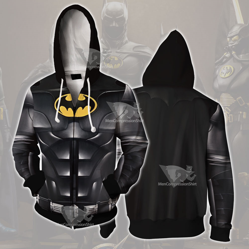 2023 The Flash Batman Michael Keaton Cosplay Zip Up Hoodie