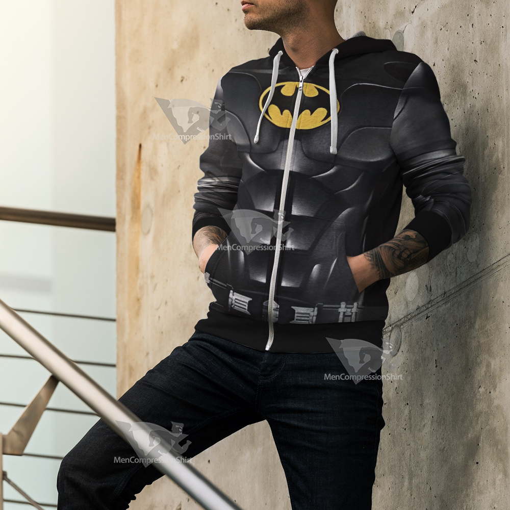 2023 The Flash Batman Michael Keaton Cosplay Zip Up Hoodie