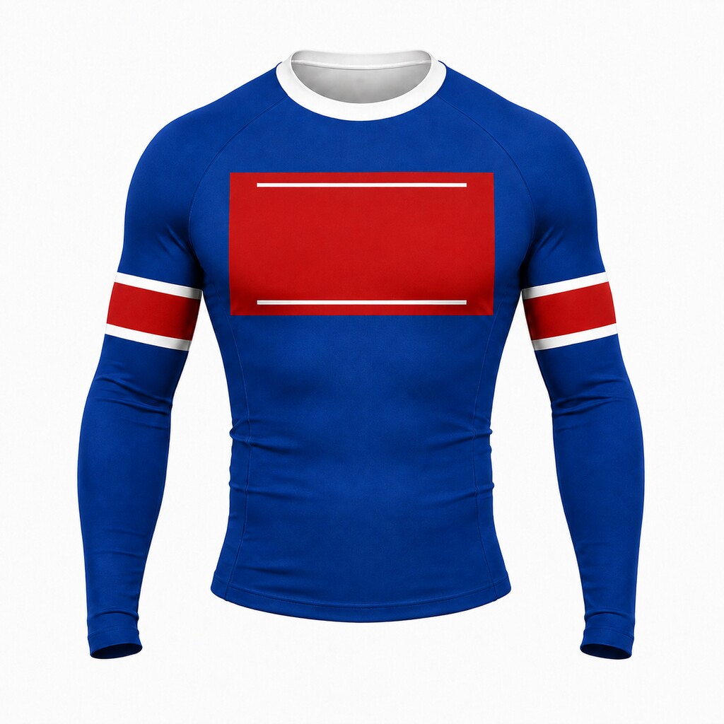Pearl Chest Slab Blue Customizable Long Sleeve Compression Shirt front customization preview