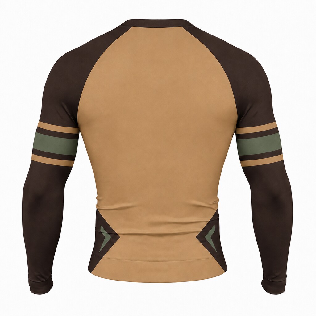 Sandstone Espresso Sage Throwback Raglan Side Block Orange Customizable Long Sleeve Compression Shirt back customization preview