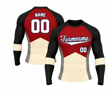 [codex-image5:221:6d0431720f47] Teamname / NAME 00 customization preview for Chevron Side Panel Black Customizable Long Sleeve Compression Shirt