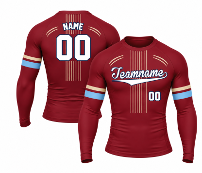 [codex-image5:233:c1db7b560014] Teamname / NAME 00 customization preview for Refined Red Customizable Long Sleeve Compression Shirt