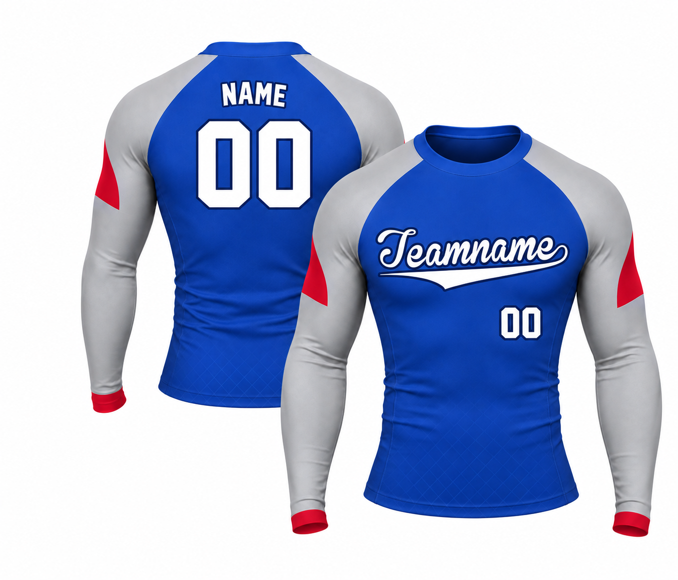 [codex-image5:235:05eddb60e0b5] Teamname / NAME 00 customization preview for Diamond Blue Customizable Long Sleeve Compression Shirt