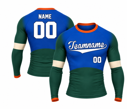 [codex-image5:248:857ea04435db] Teamname / NAME 00 customization preview for Colorblock Royal Blue Customizable Long Sleeve Compression Shirt