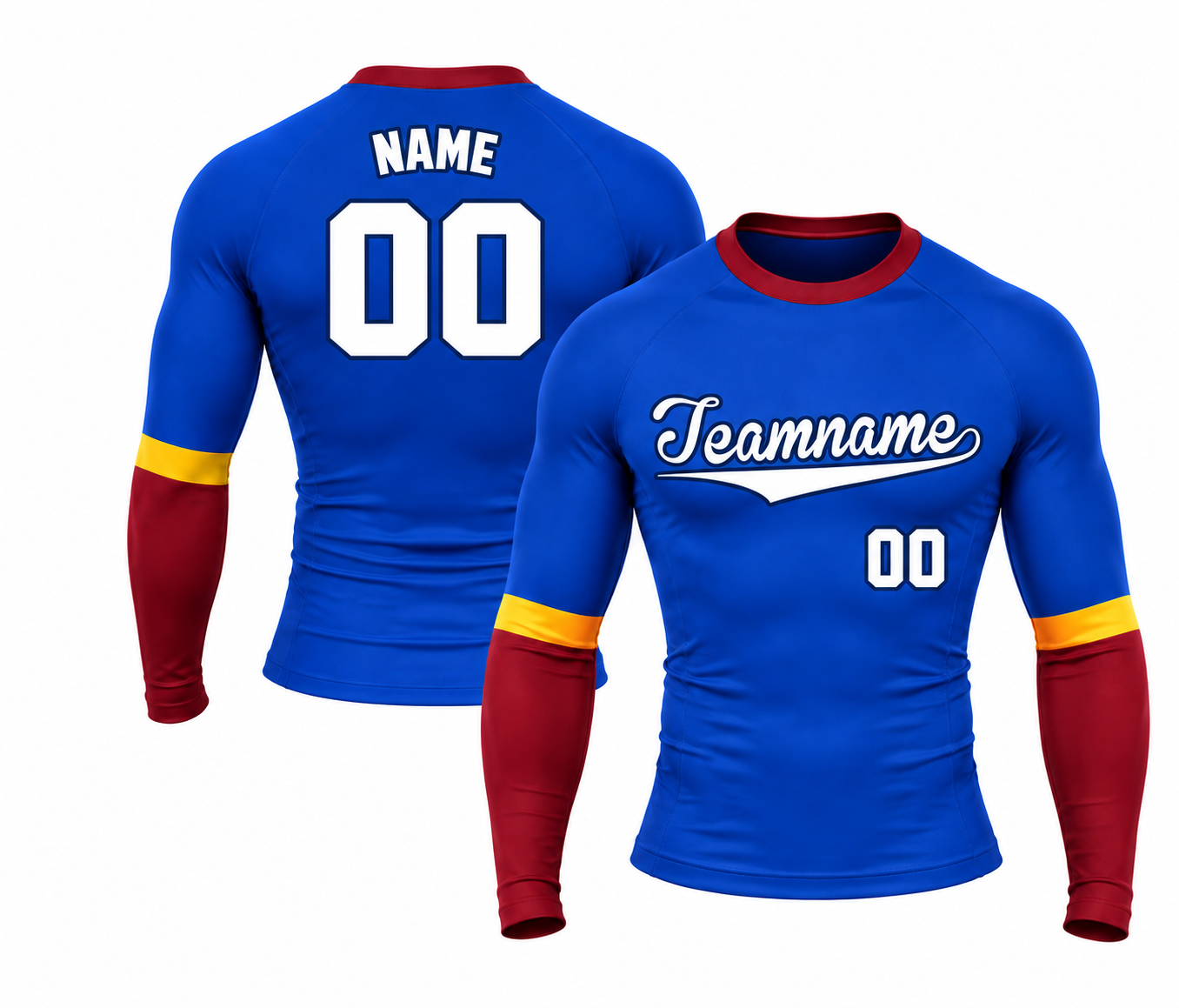 [codex-image5:249:43792ce84600] Teamname / NAME 00 customization preview for Sleeve Band White Customizable Long Sleeve Compression Shirt