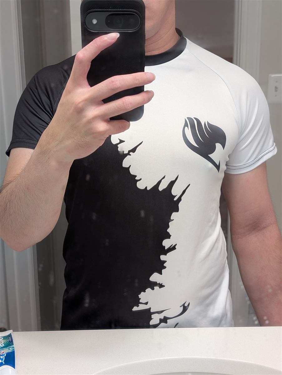 Verified buyer wearing the Fairy Tail compression shirt