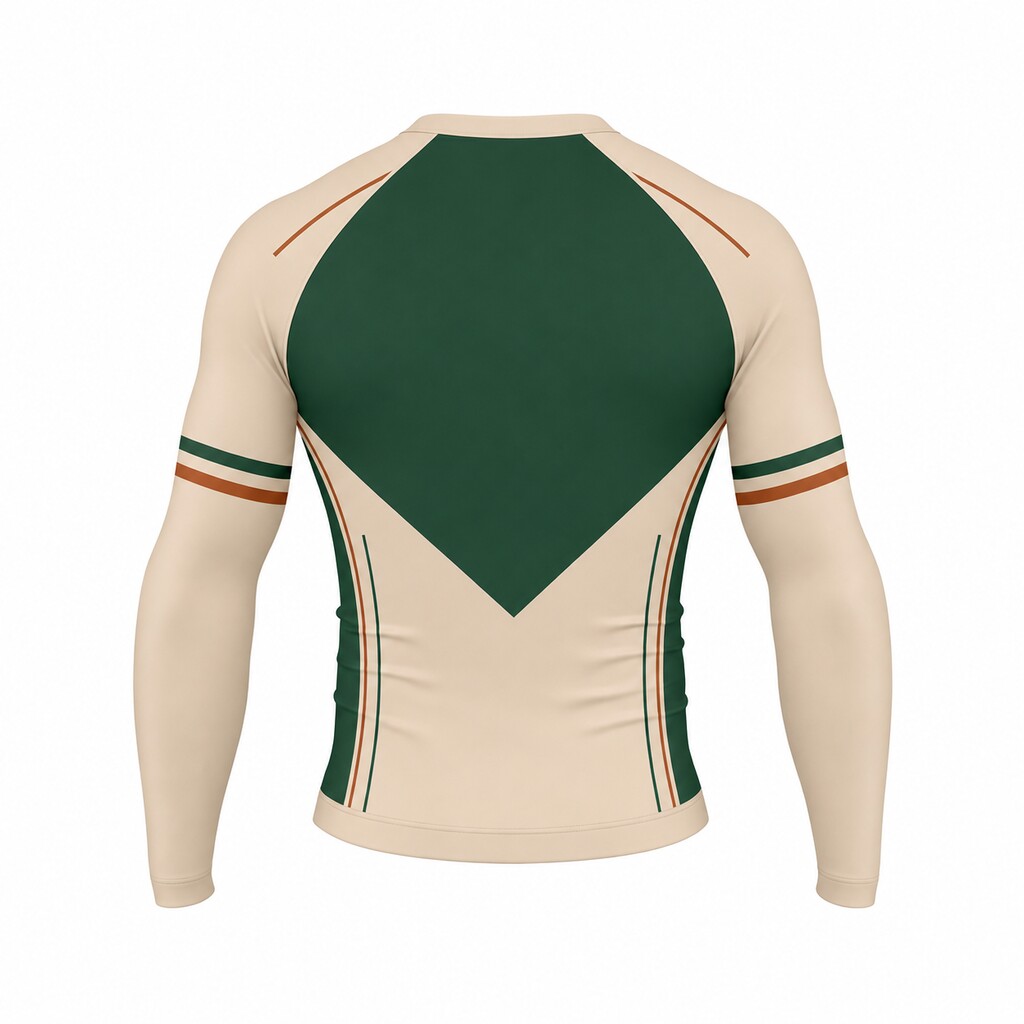 Forest Dynamic Beige Customizable Long Sleeve Compression Shirt back customization preview
