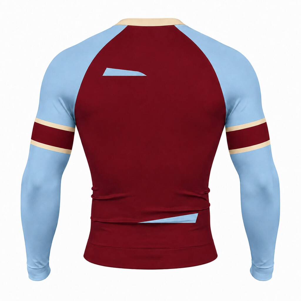 Offset Side Tabs Oxblood Customizable Long Sleeve Compression Shirt back customization preview