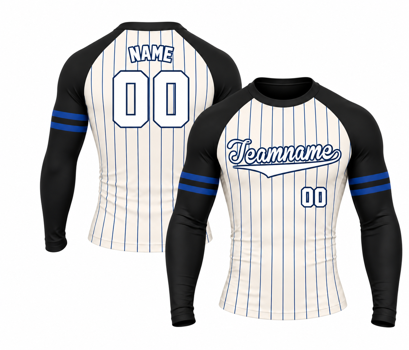 [codex-image5:311:4c3fffb532e0] Teamname / NAME 00 customization preview for Obsidian Wheat Pinstripe Customizable Long Sleeve Compression Shirt