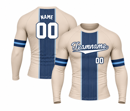 [codex-image5:312:d6ec1b47525f] Teamname / NAME 00 customization preview for Oat Backstop Beige Customizable Long Sleeve Compression Shirt