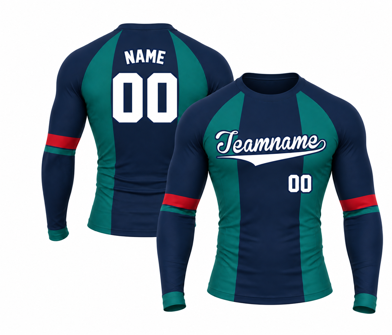 [codex-image5:313:d568b13e3256] Teamname / NAME 00 customization preview for Dynamic Navy Customizable Long Sleeve Compression Shirt