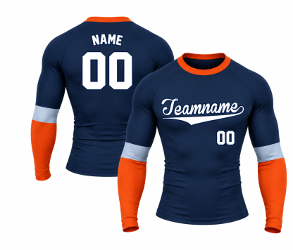 [codex-image5:316:06bfe3dcea47] Teamname / NAME 00 customization preview for Sleeve Block Navy Customizable Long Sleeve Compression Shirt