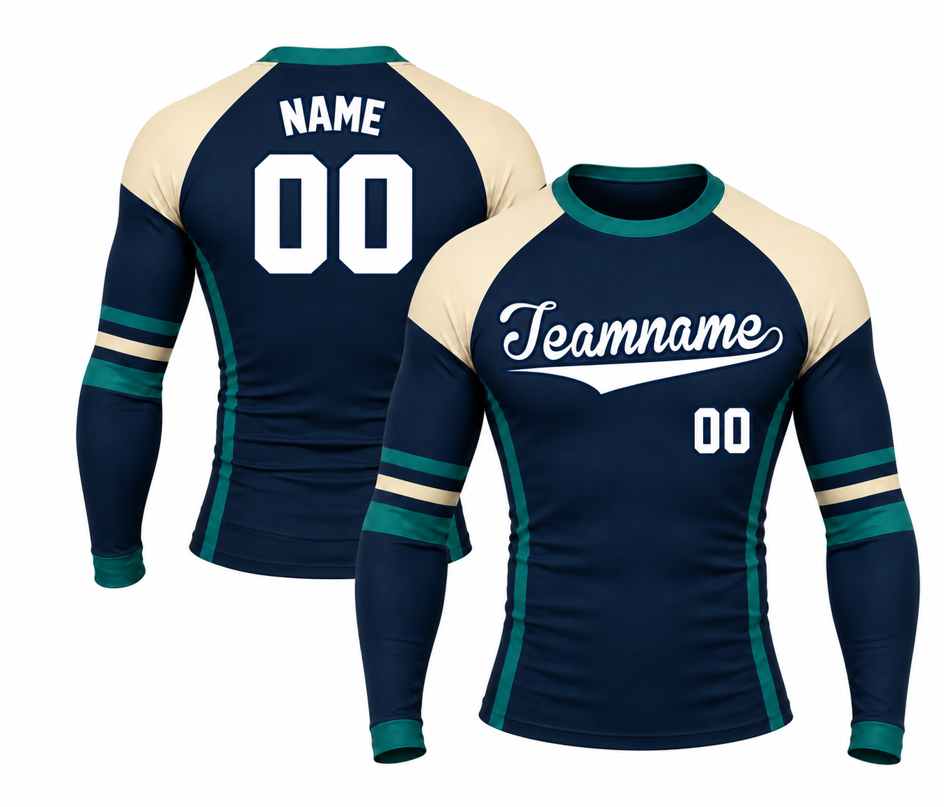 [codex-image5:321:0ad12b607117] Teamname / NAME 00 customization preview for Streamlined Navy Customizable Long Sleeve Compression Shirt